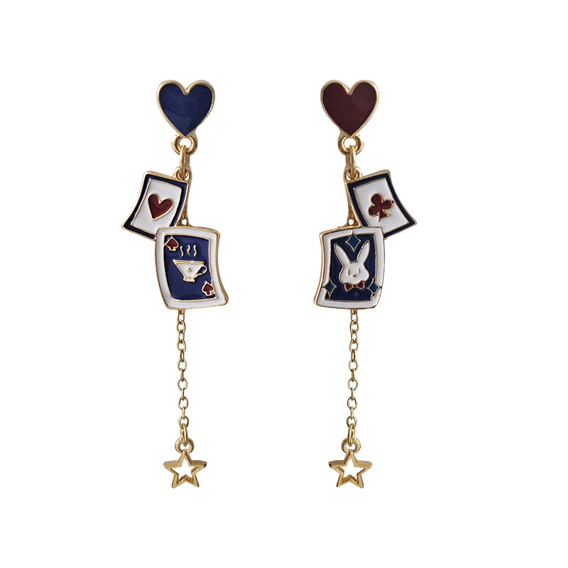 Gold Drop Dangle Alice in Wonderland Earring