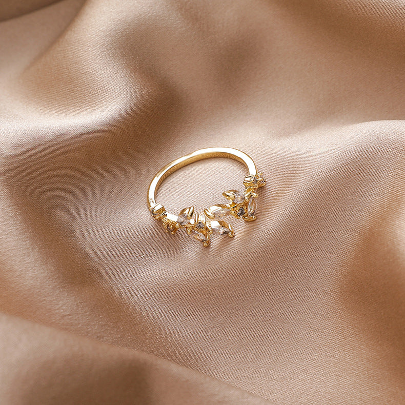 Gold Plated Crystal Flower Ring