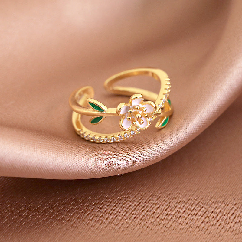 Gold Plated Crystal Flower Ring