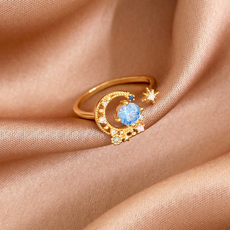 Gold Plated Crystal Flower Ring