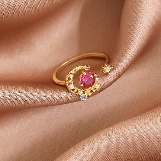 Gold Plated Crystal Flower Ring