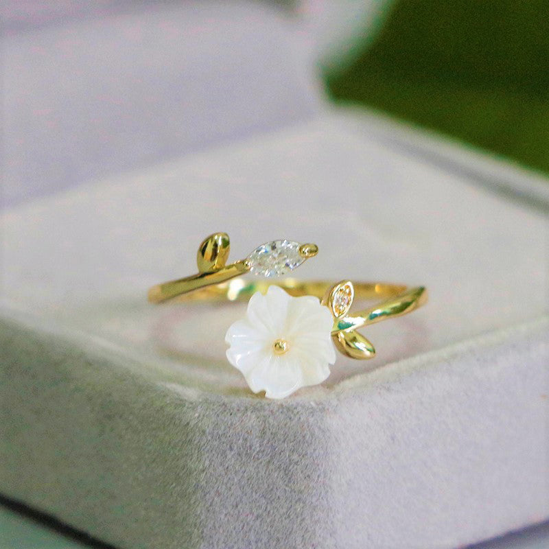 Gold Plated Crystal Flower Ring