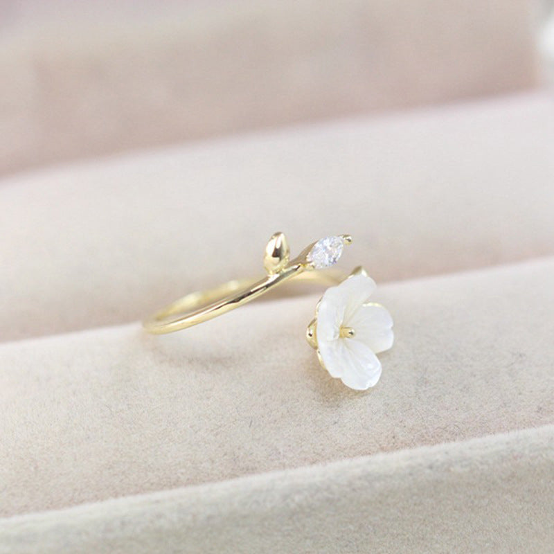 Gold Plated Crystal Flower Ring