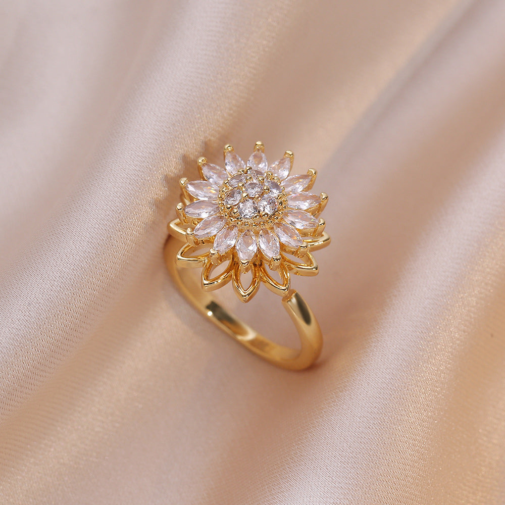 Gold Plated Crystal Spinning Ring