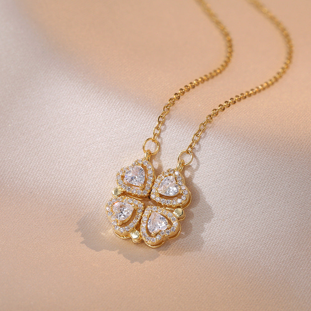 Gold Plated Crystal Two Way Necklace