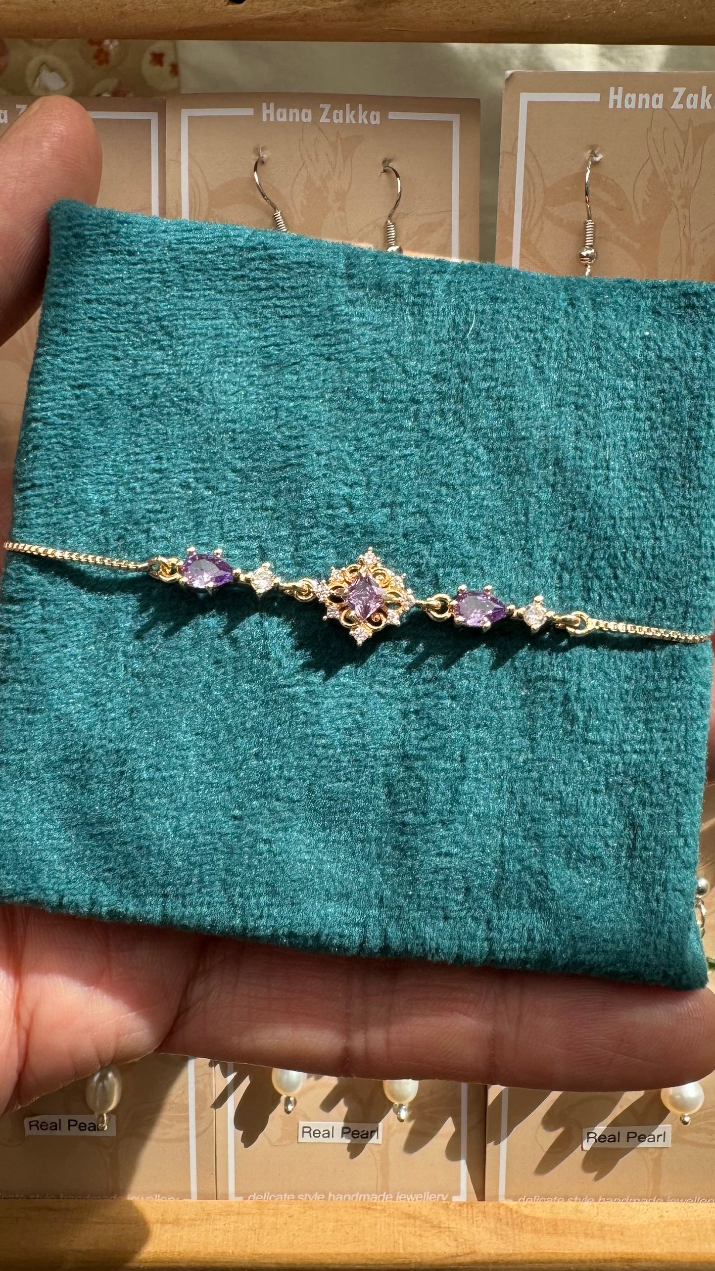 Handmade 14K Gold Plated Crystal Sliding Bracelet