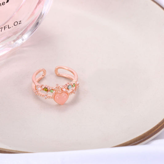 Rose Gold Plated Crystal Flower Ring