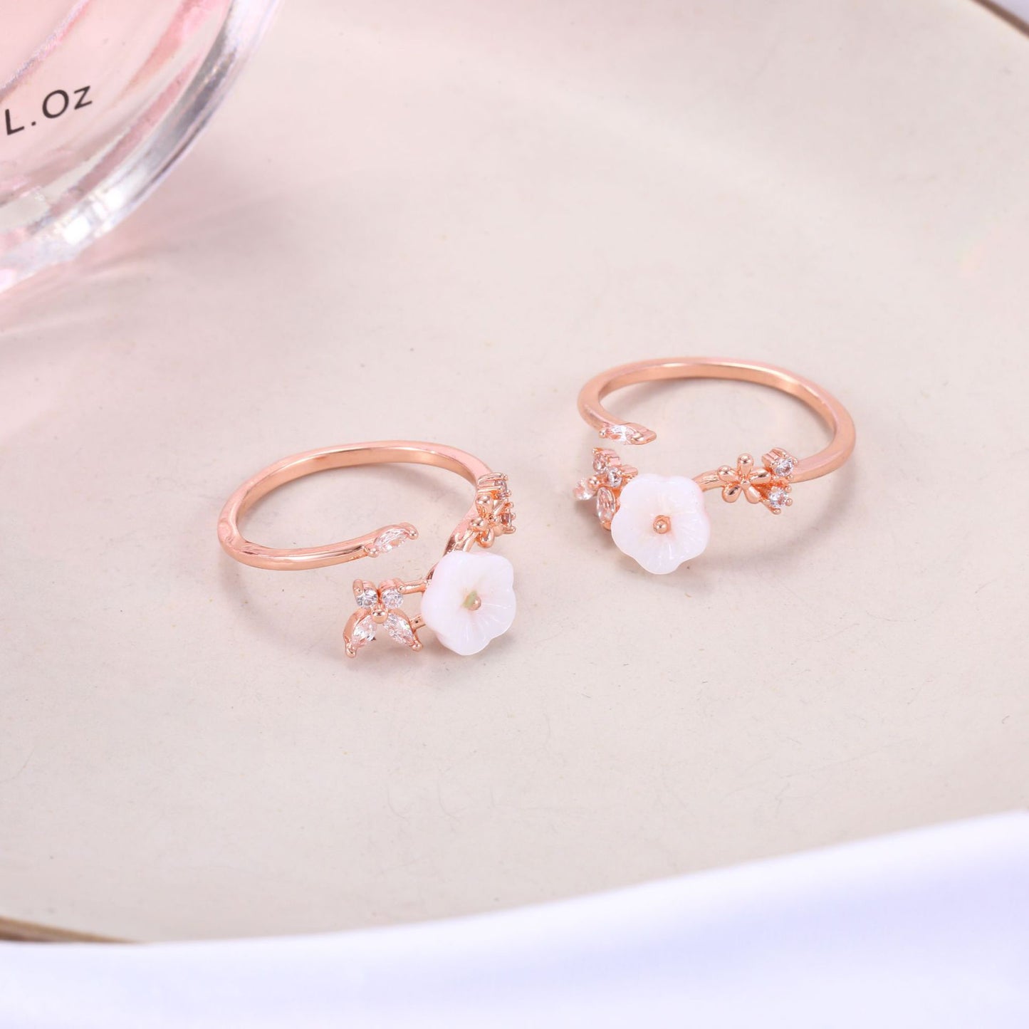 Rose Gold Plated Crystal Flower Ring