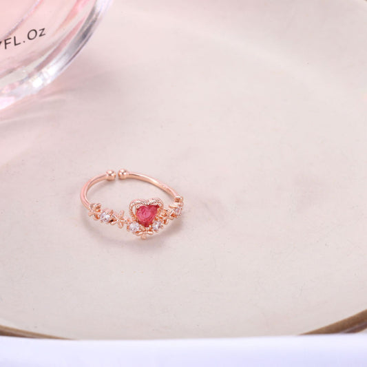 Rose Gold Plated Crystal Flower Ring