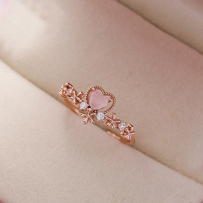 Rose Gold Plated Crystal Flower Ring