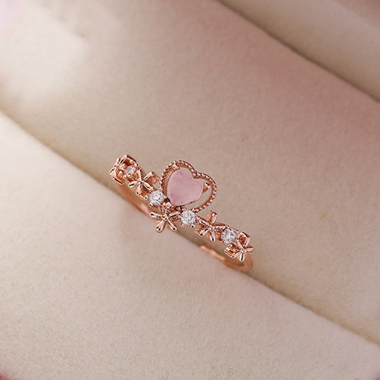 Rose Gold Plated Crystal Flower Ring