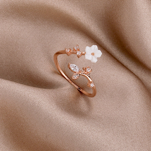 Rose Gold Plated Crystal Flower Ring