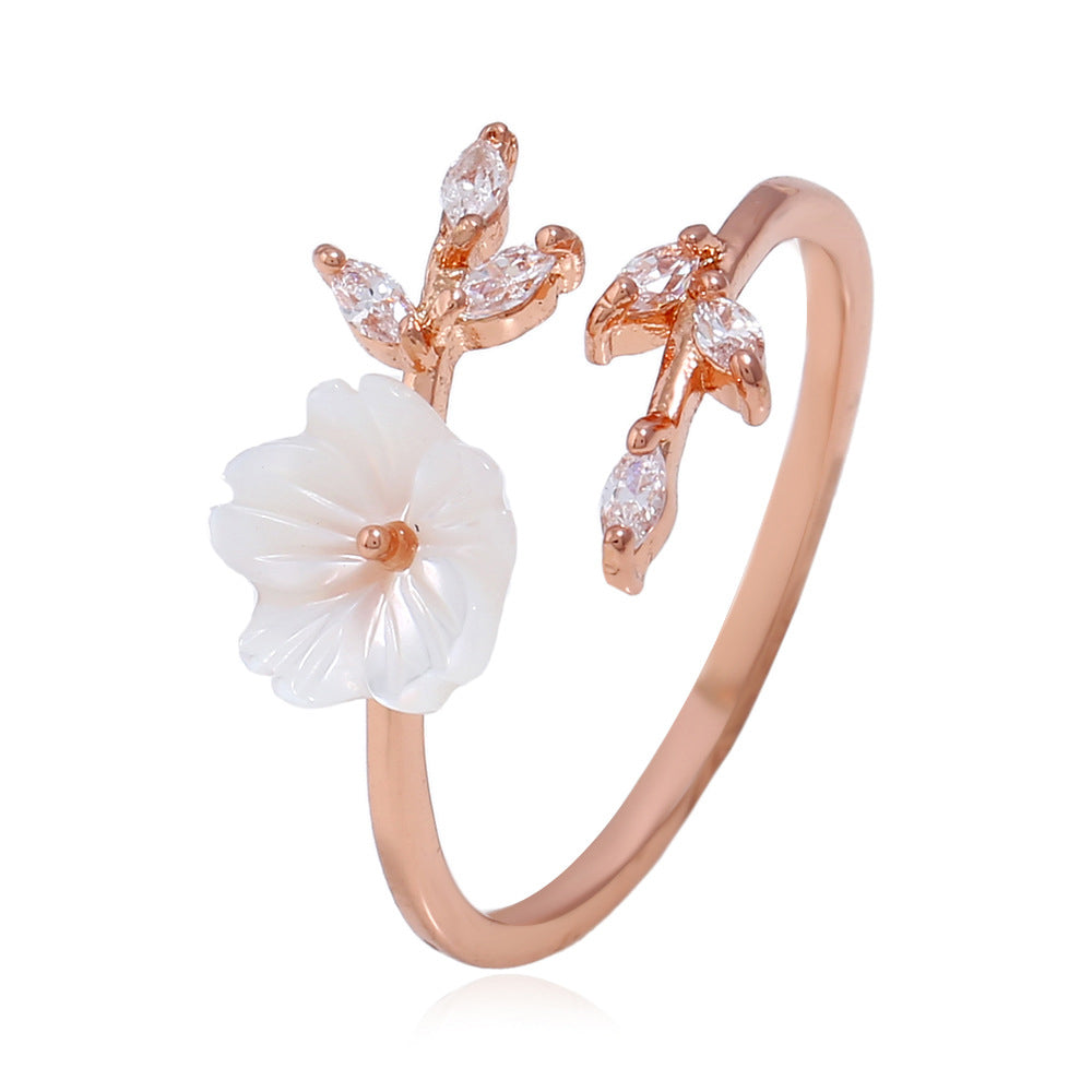 Rose Gold Plated Crystal Flower Ring