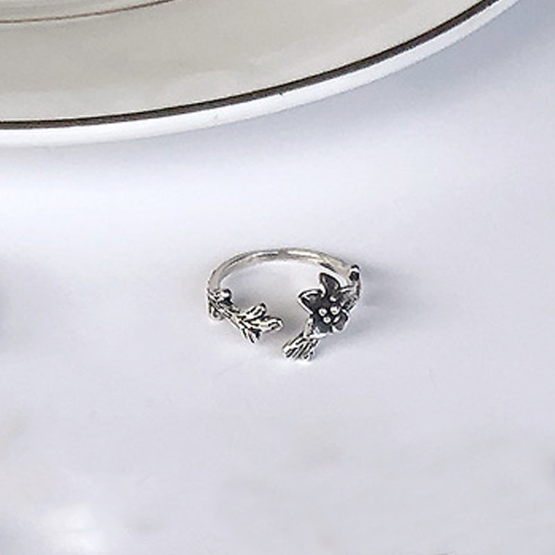 Silver Plated Adjustable Flower Ring