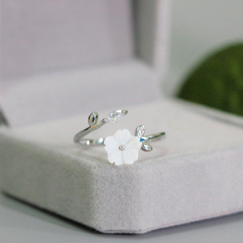 Silver Plated Crystal Flower Ring