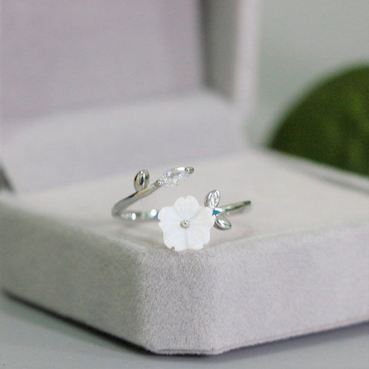 Silver Plated Crystal Flower Ring