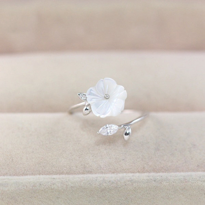 Silver Plated Crystal Flower Ring