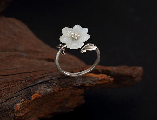 Silver Plated Crystal Flower Ring