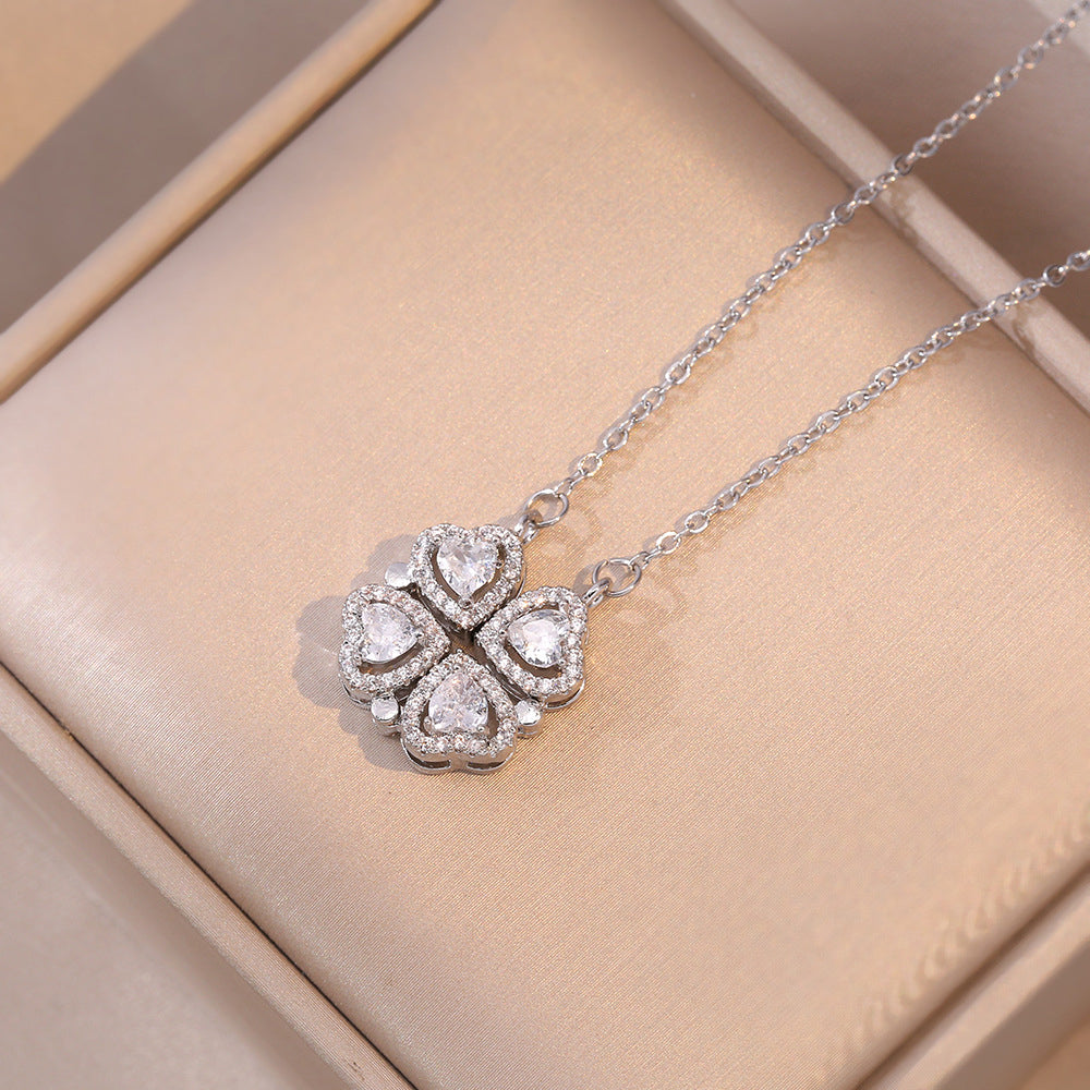 Silver Plated Crystal Two Way Necklace