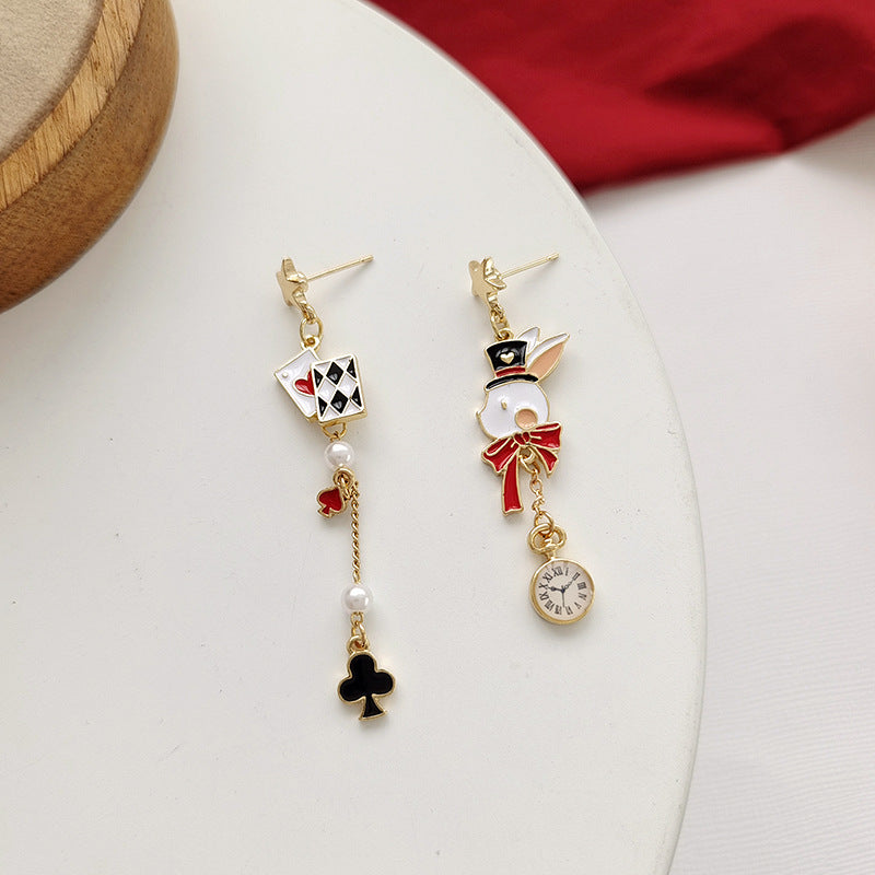 Gold Drop Dangle Alice in Wonderland Earring