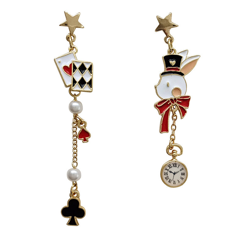 Gold Drop Dangle Alice in Wonderland Earring