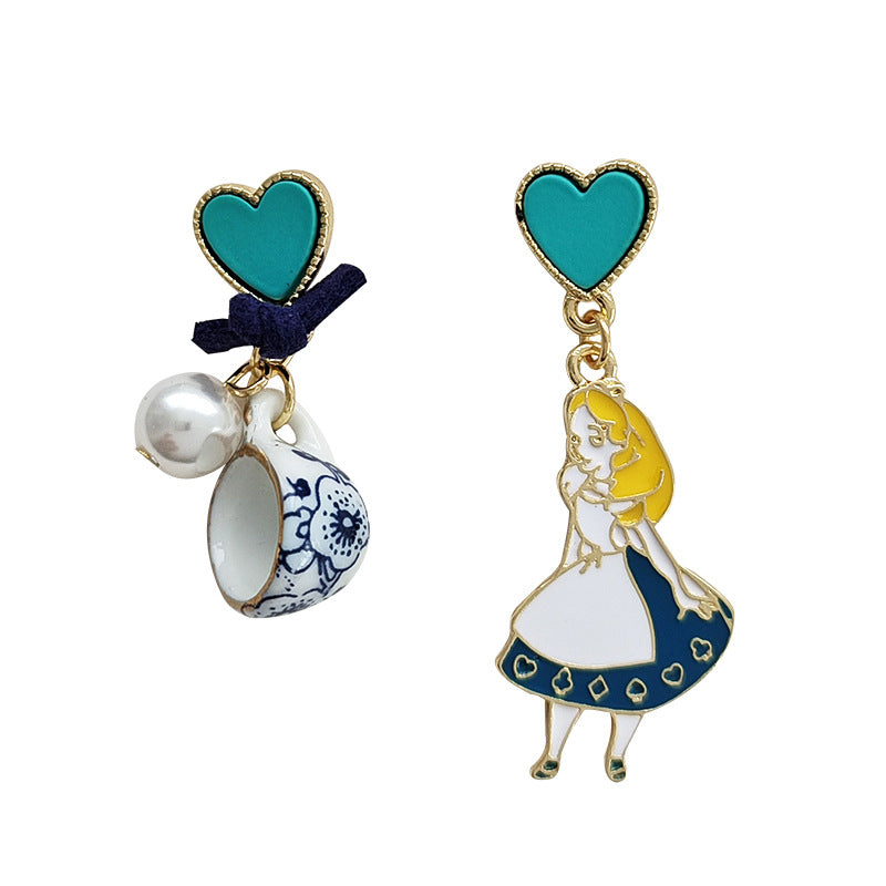 Gold Drop Dangle Alice in Wonderland Earring