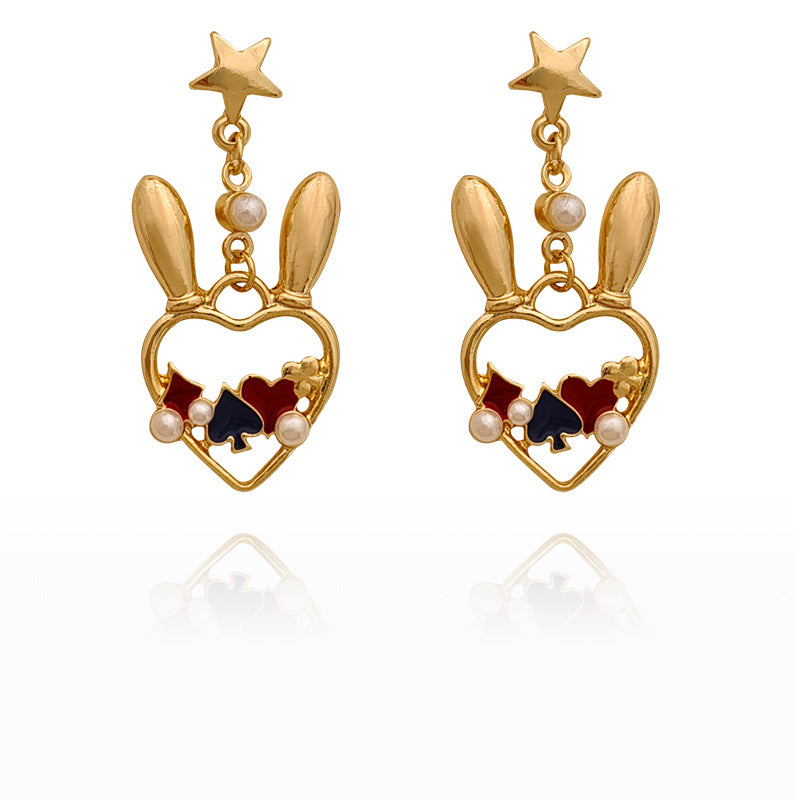 Gold Drop Dangle Alice in Wonderland Earring