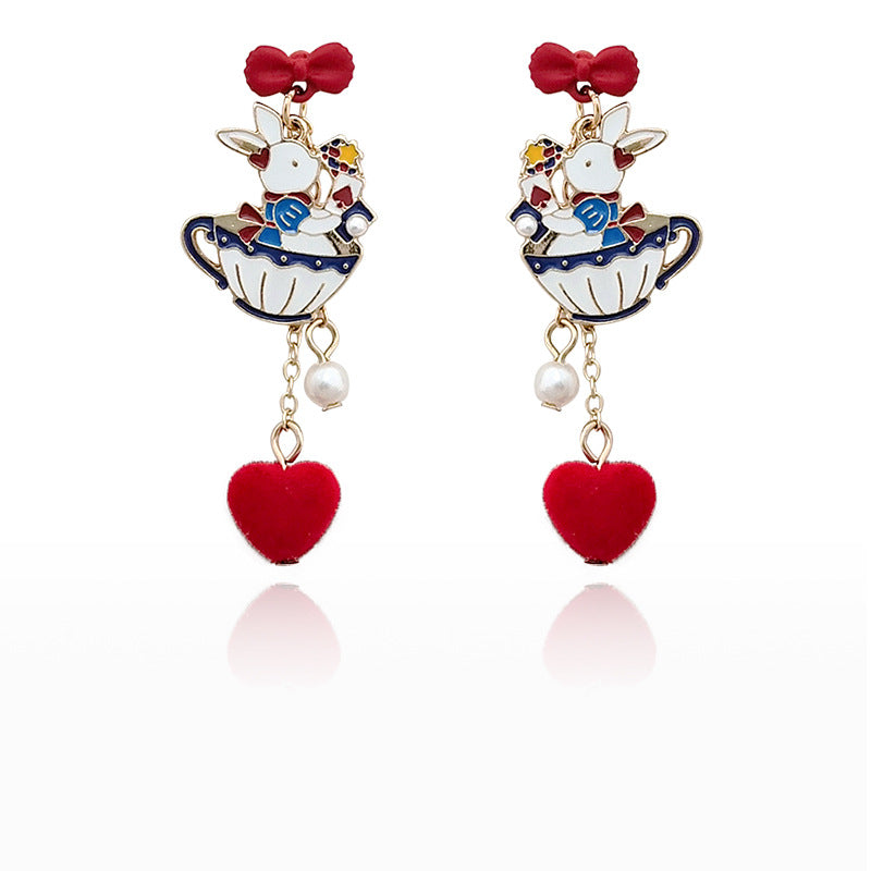 Gold Drop Dangle Alice in Wonderland Earring