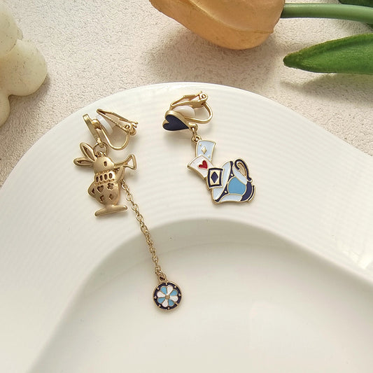 Gold Drop Dangle Alice in Wonderland Earring