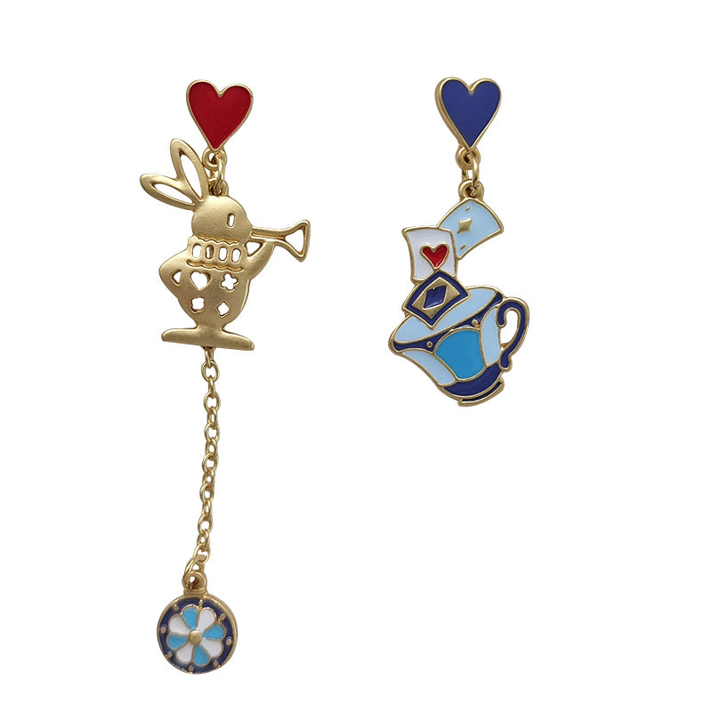 Gold Drop Dangle Alice in Wonderland Earring