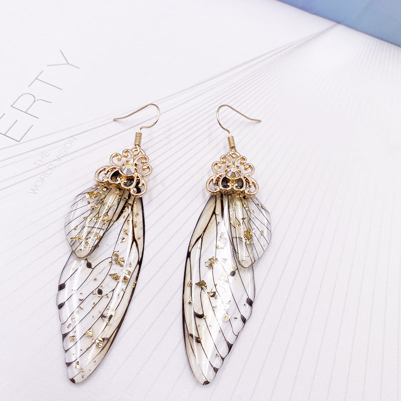 Gold Drop Dangle Dragonfly Earring