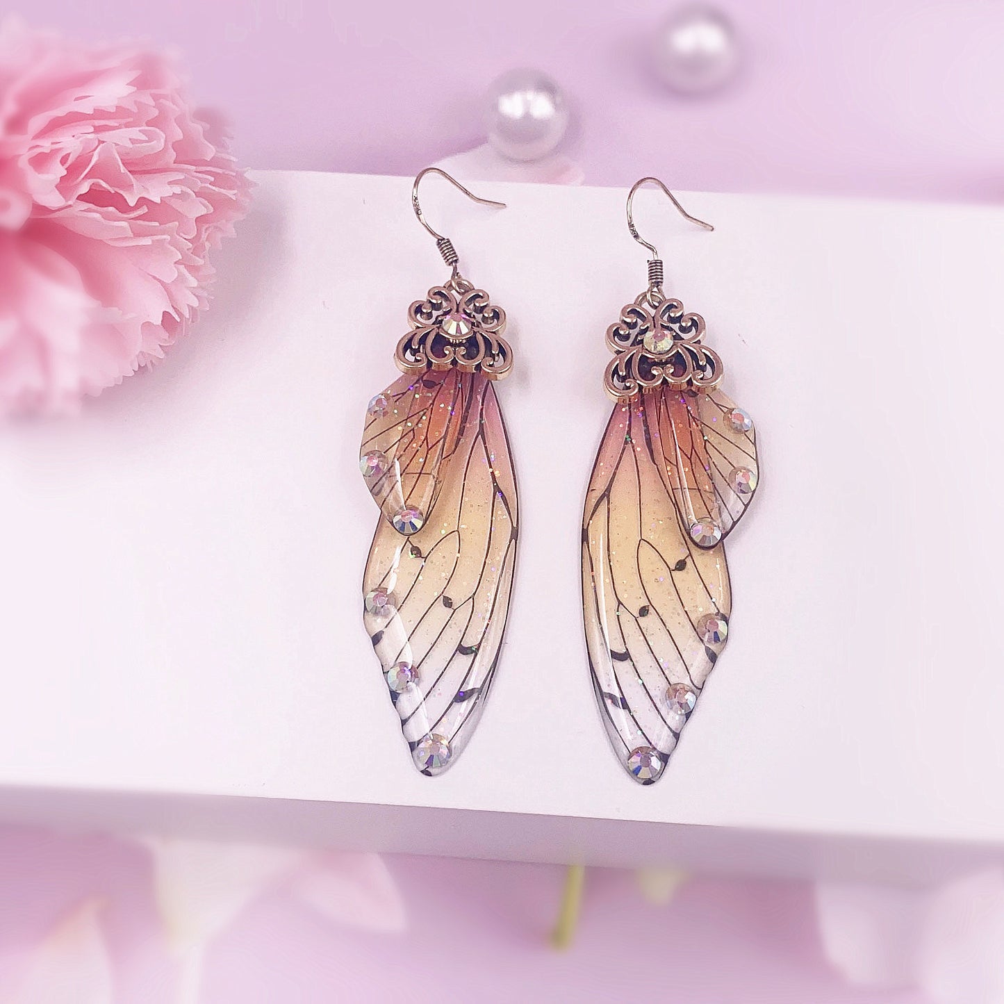 Gold Drop Dangle Dragonfly Earring