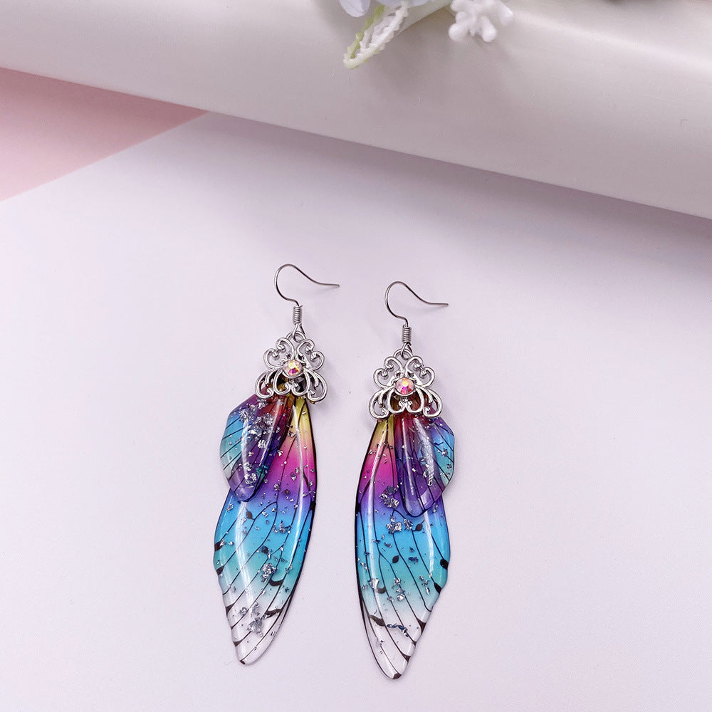 Silver Drop Dangle Dragonfly Earring