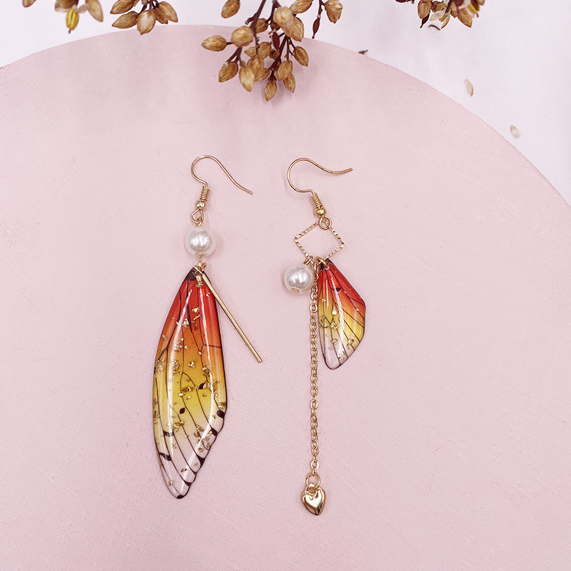 Gold Drop Dangle Dragonfly Mismatched Earring