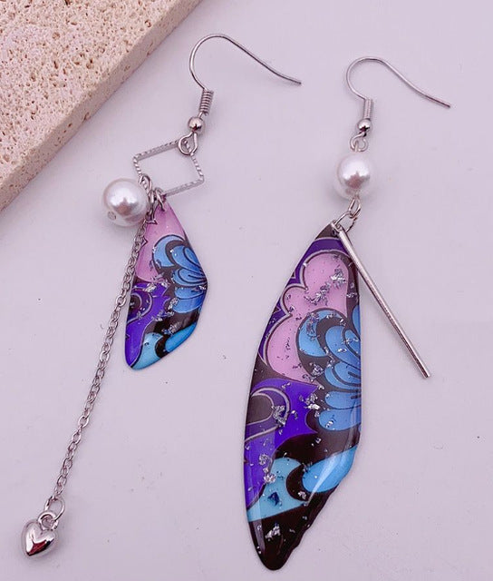 Silver Drop Dangle Dragonfly Mismatched Earring